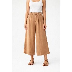 YFB Young‎ Fabulous & Broke Wide Leg Cropped Pants Brown Rust Pleated Small